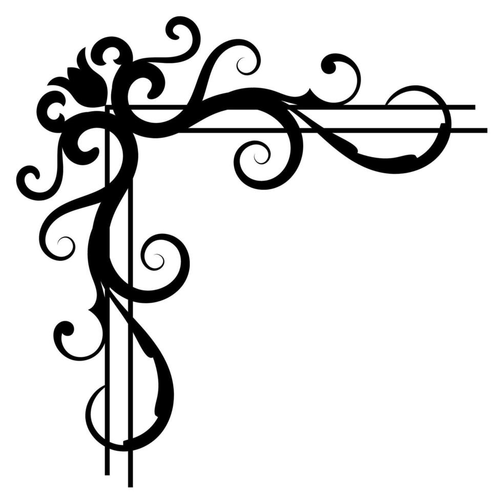 Vintage abstract wooden scroll corner for card decoration vector