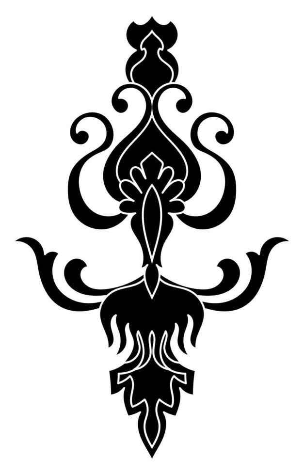 Black and White Flourish An elegant, intricate floral design in stark black and white, perfect for vintage or modern projects. vector