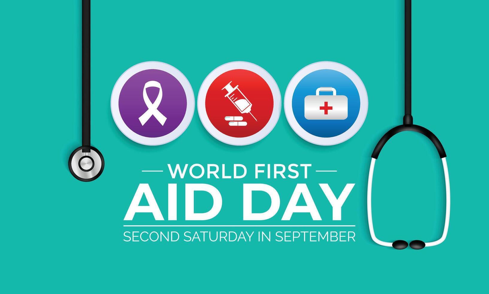First Aid Day is celebrated every September on the second Saturday. vector