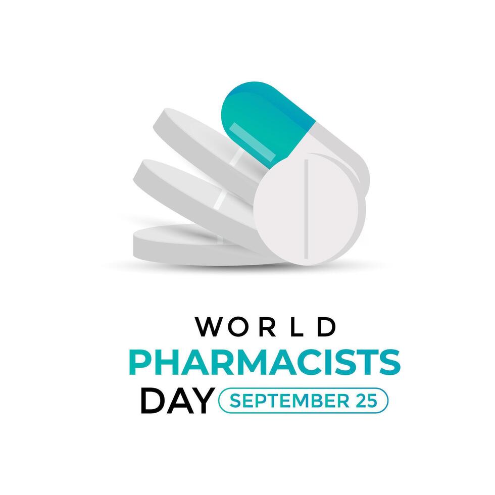 World Pharmacists Day is celebrated on September 25th each year. the contributions of pharmacists to improving health outcomes, managing medication therapy, and providing illustration. vector