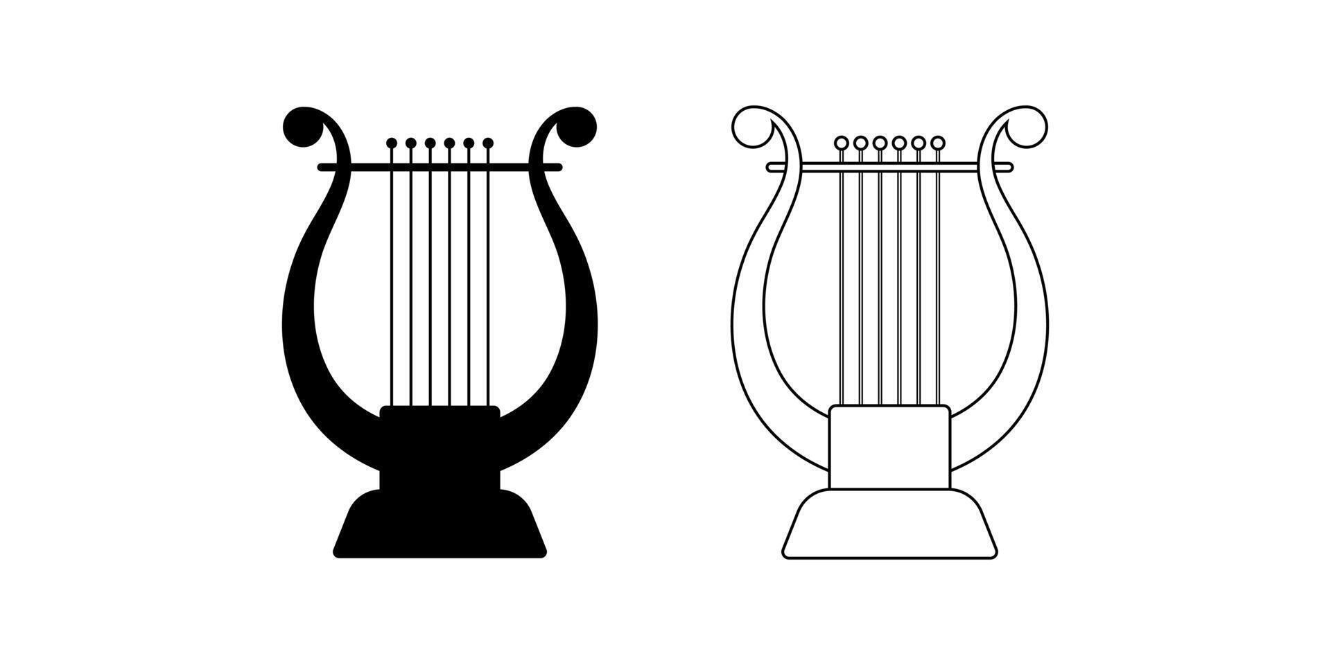 Lyre harp icon set islated on white background vector