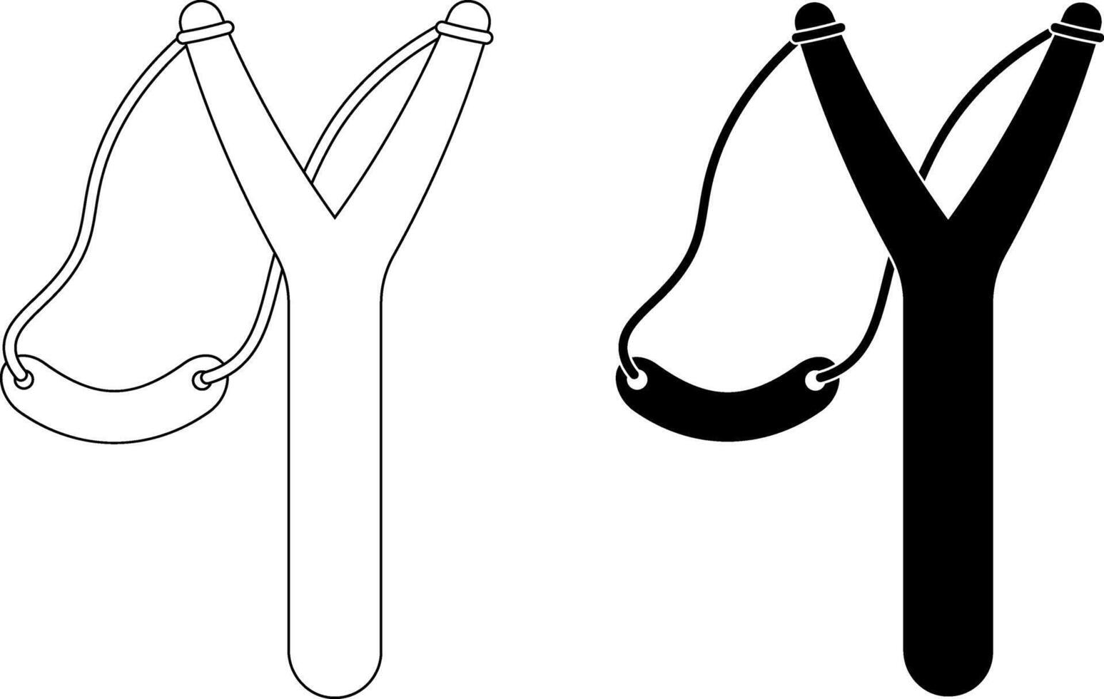 outline silhouette slingshot icon set vector