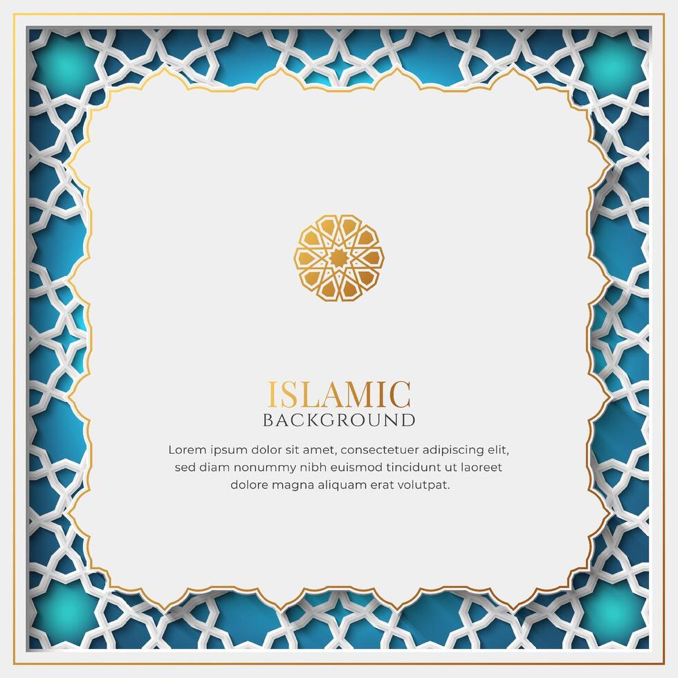Islamic White and Blue Luxury Background with Decorative Ornamental Frame vector