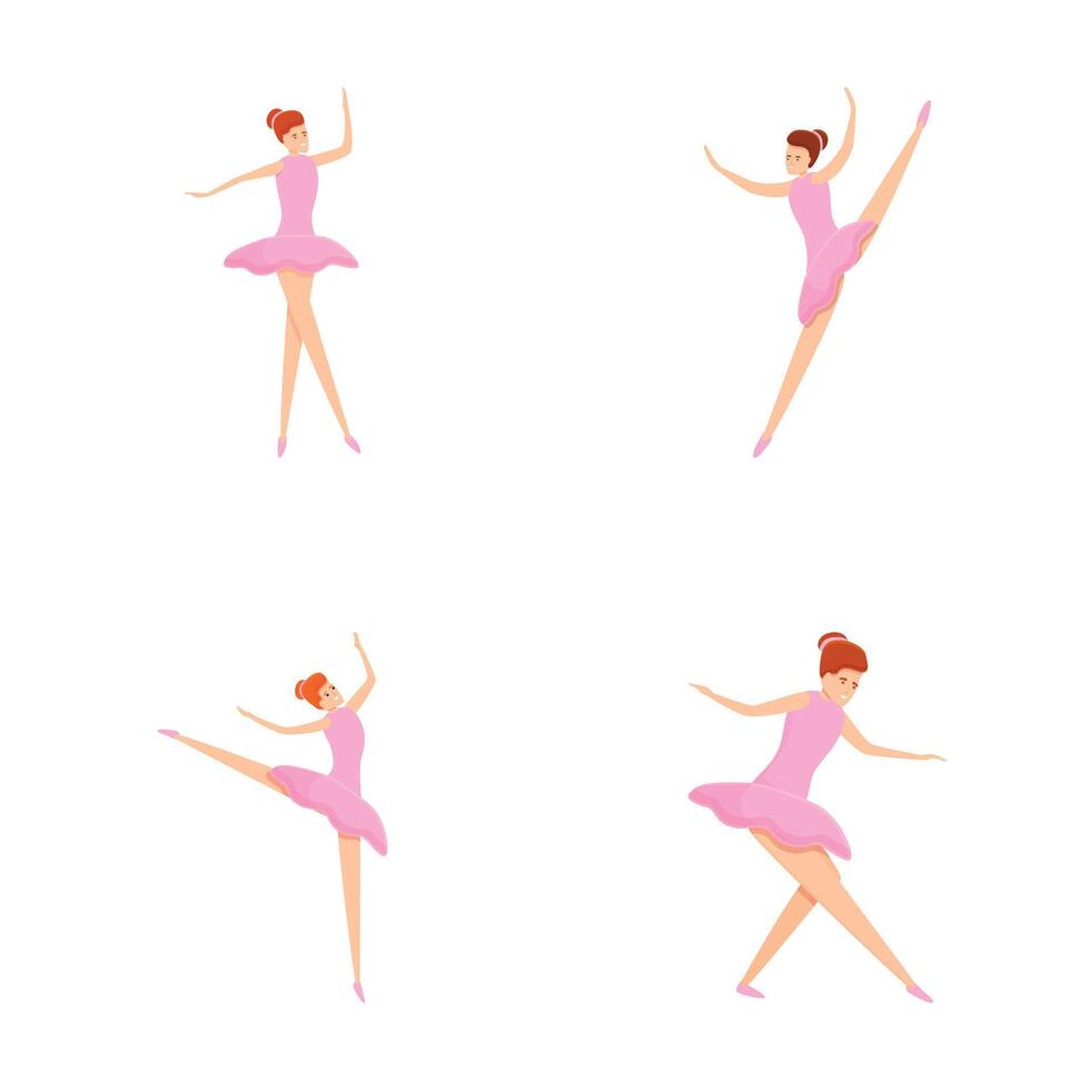 Ballet dancer icons set cartoon vector. Ballerina dancer in beautiful pose vector