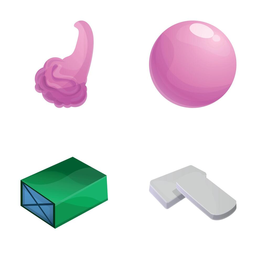 Fruit gum icons set cartoon vector. Colorful bubble gum vector