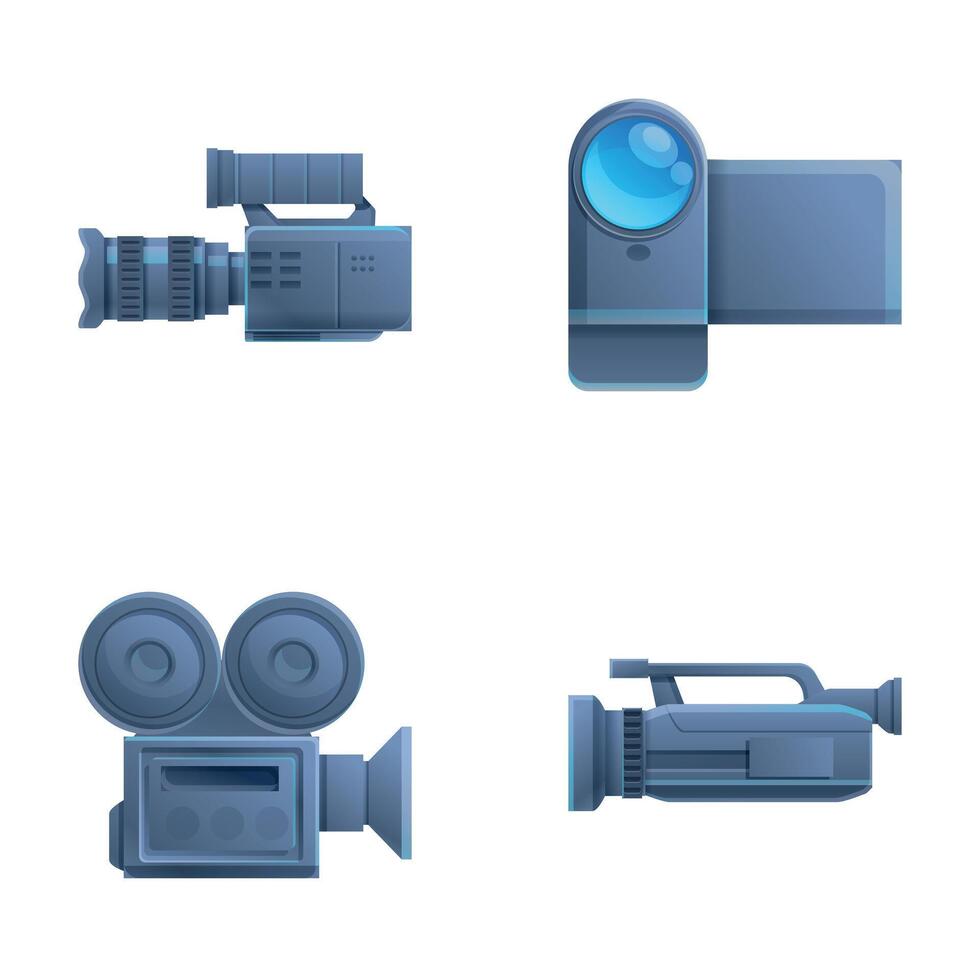 Camcorder icons set cartoon vector. Retro and modern digital video camera vector