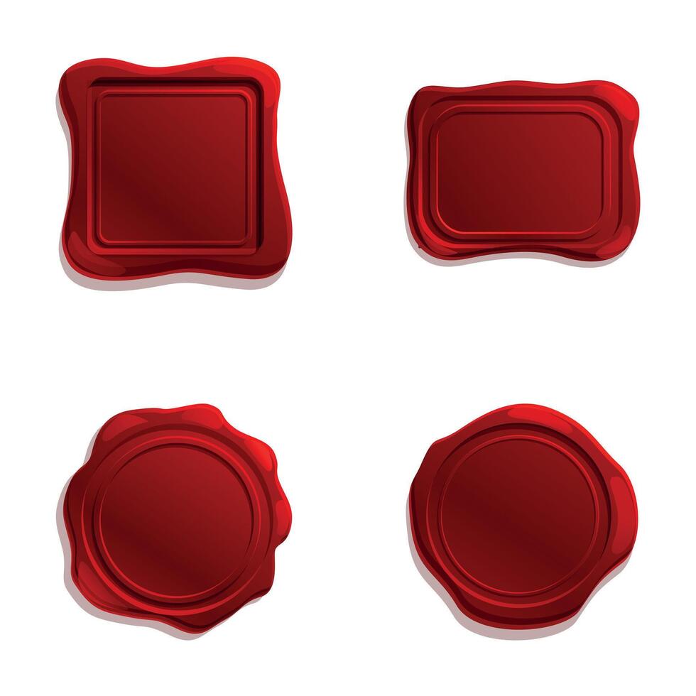 Vintage seal icons set cartoon vector. Old realistic red seal vector