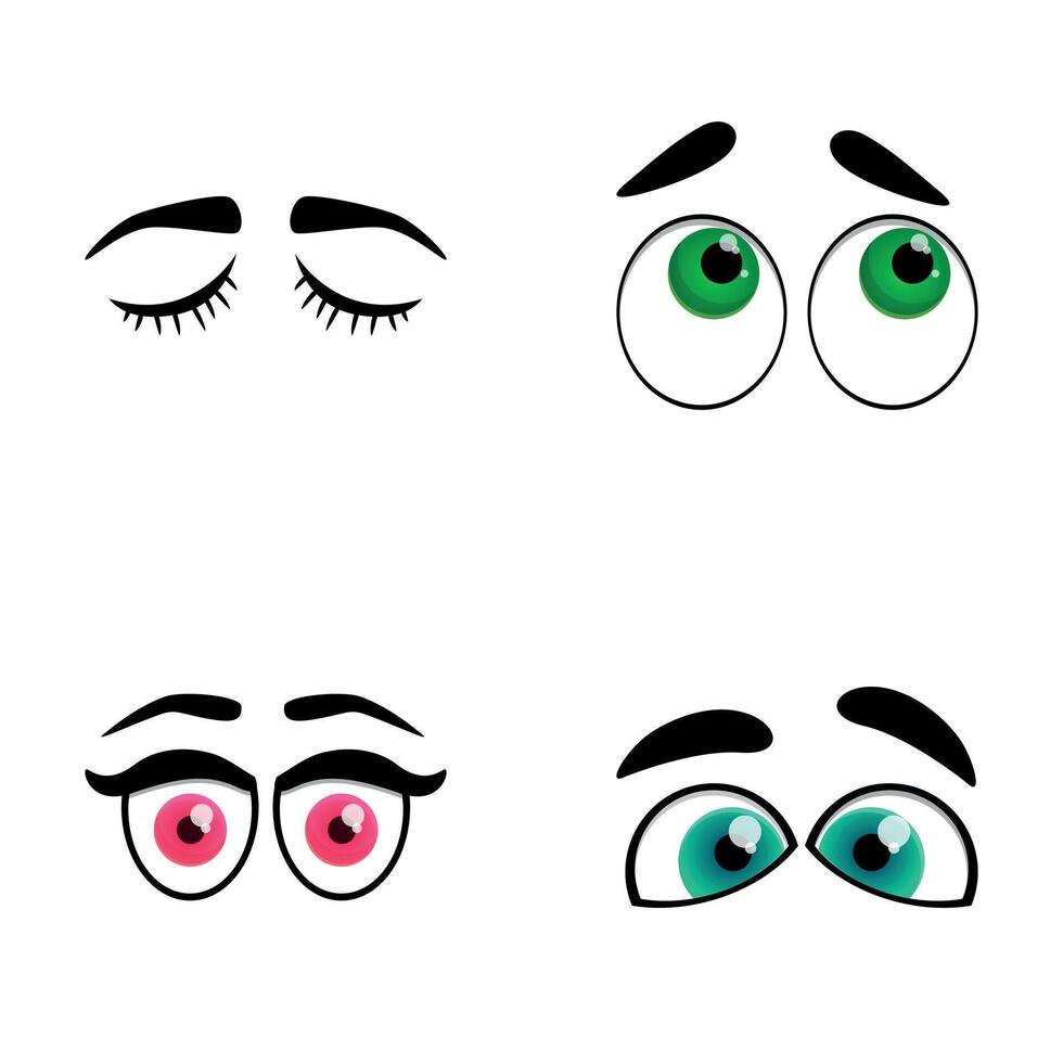 Eye icons set cartoon vector. Cartoon eye expressing different emotion vector
