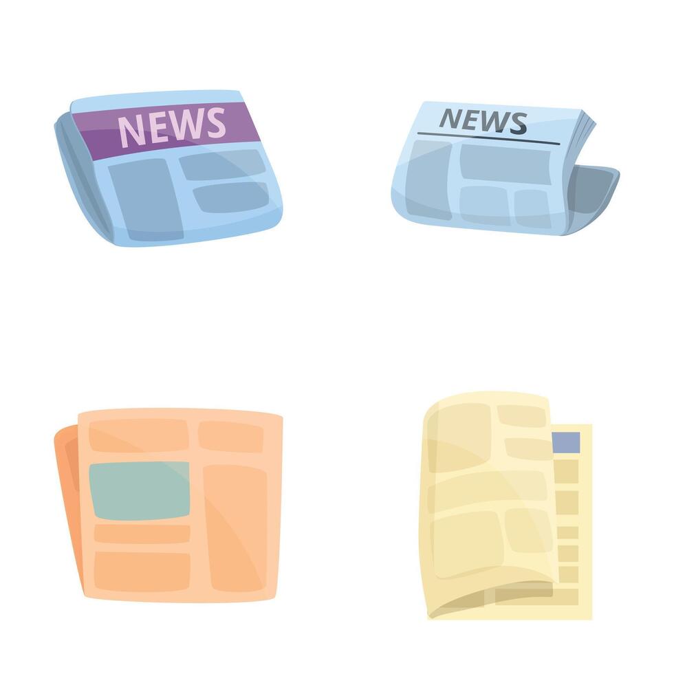 News icons set cartoon vector. Newspaper with various heading vector