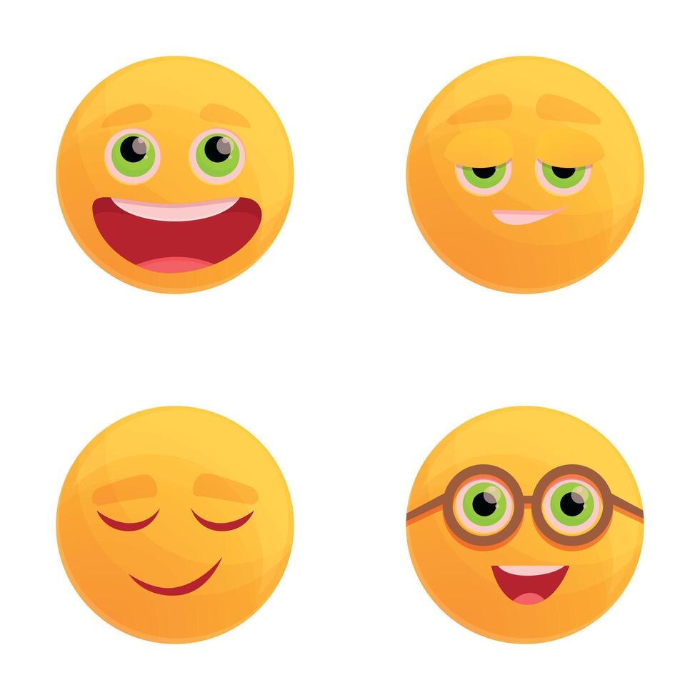Facial expression icons set cartoon vector. Smiley with different emotion face vector