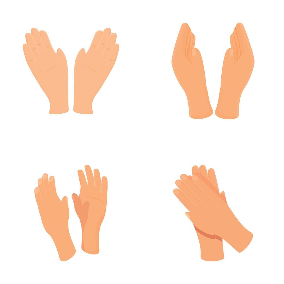 People applaud icons set cartoon vector. Set of different clapping hand vector