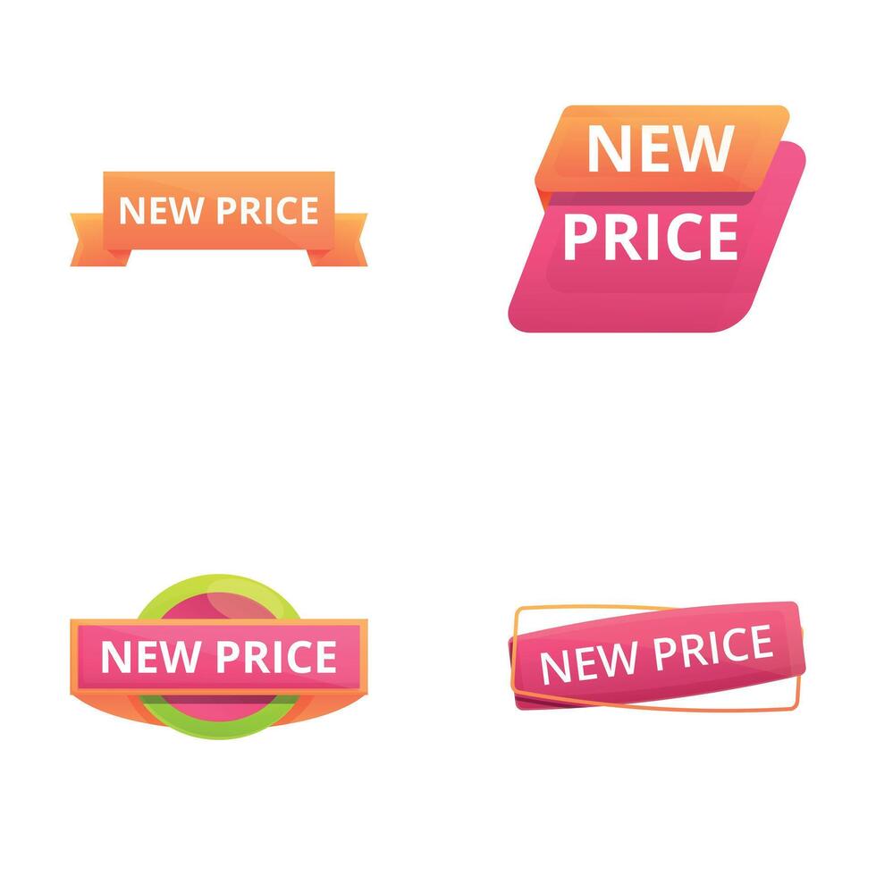 Special offer icons set cartoon vector. New price web tag, banner and corner vector