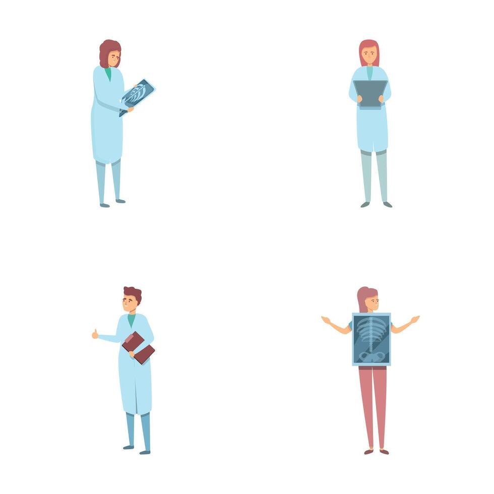 Radiologist concept icons set cartoon vector. Doctor examine xray image vector