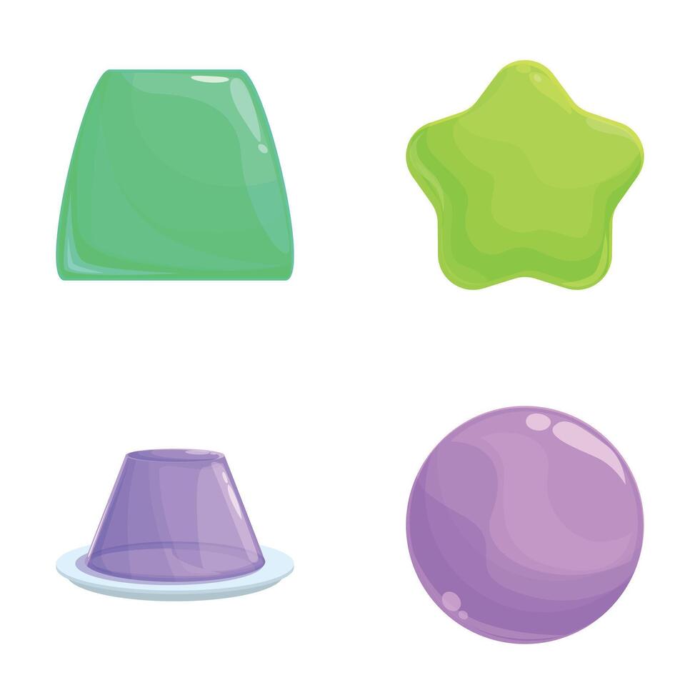 Tasty jelly icons set cartoon vector. Colorful gummy and jelly candy vector