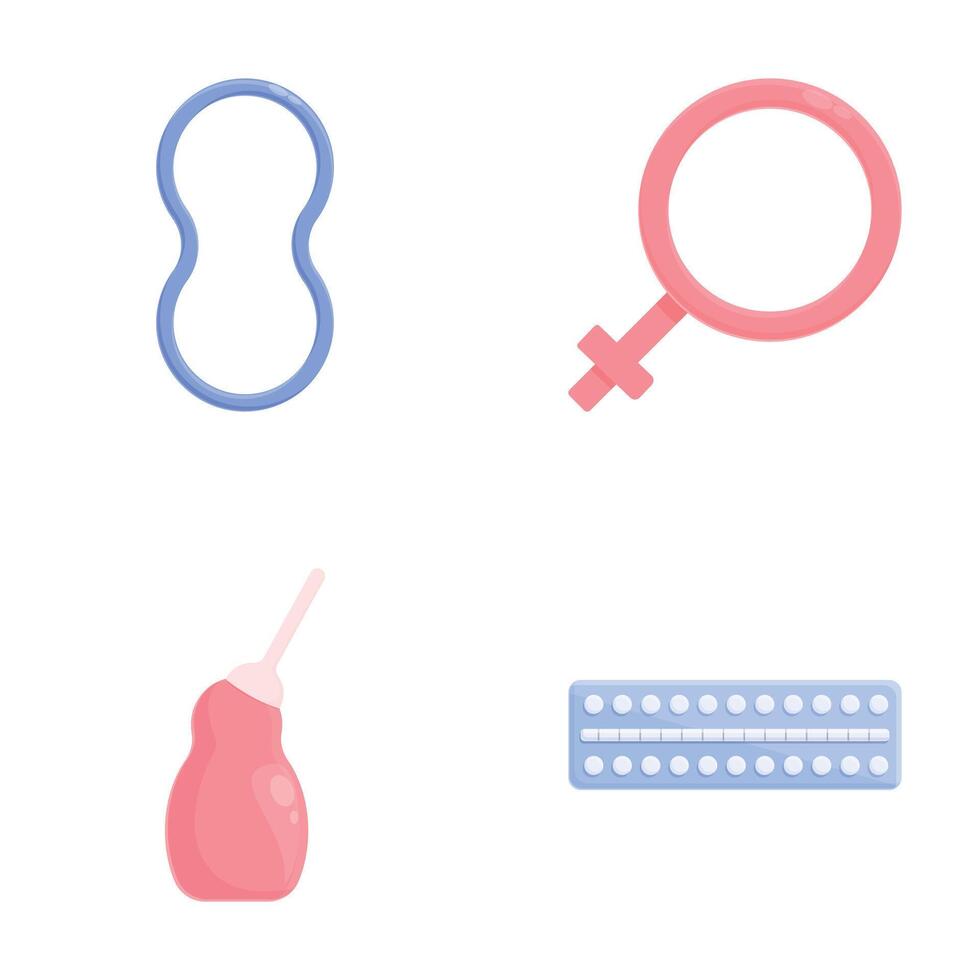 Contraception icons set cartoon vector. Different type of contraception vector