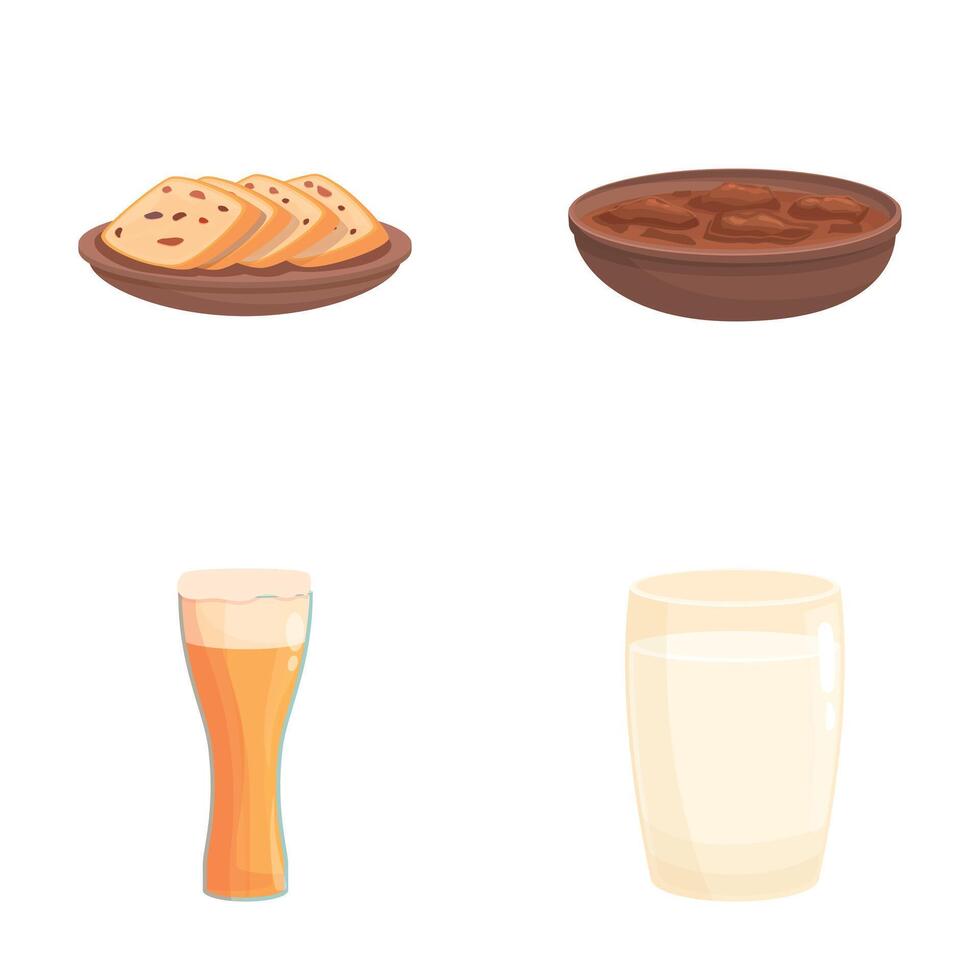 Austrian dish icons set cartoon vector. Various austrian cuisine dish vector