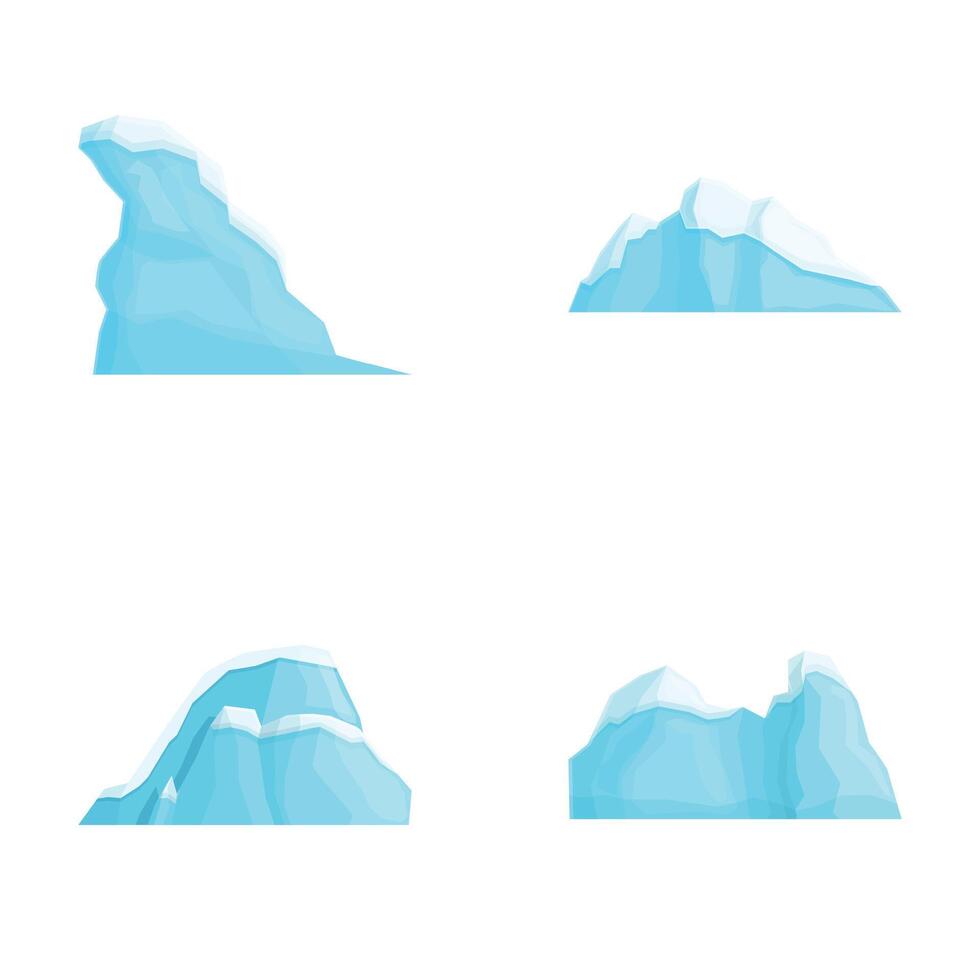 Drifting iceberg icons set cartoon vector. Iceberg floating in ocean vector