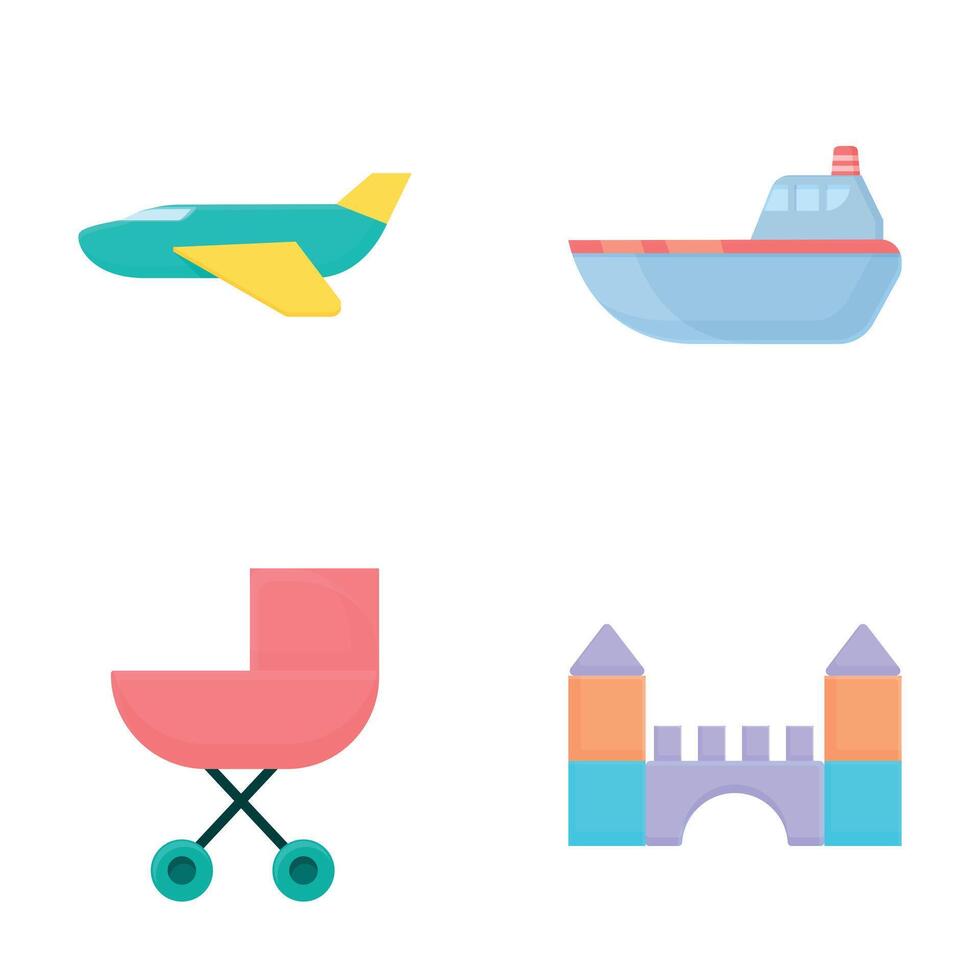 Toy icons set cartoon vector. Various colorful children toy vector
