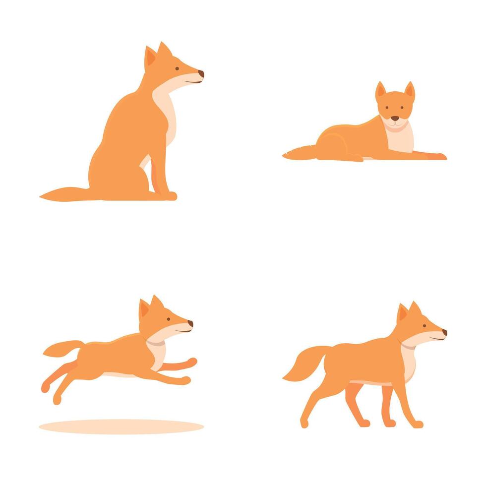 Australian dog icons set cartoon vector. Cute wild dog dingo vector