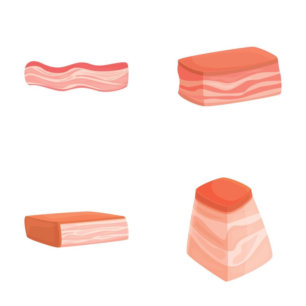 Vector set featuring different styles of bacon slices suitable for foodrelated designs