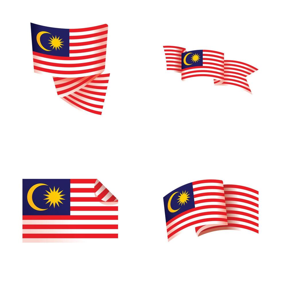 Malaysia flag collection  various shapes and styles vector