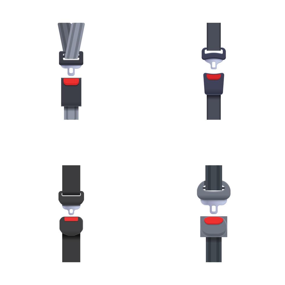 Seat belt buckle icons set vector