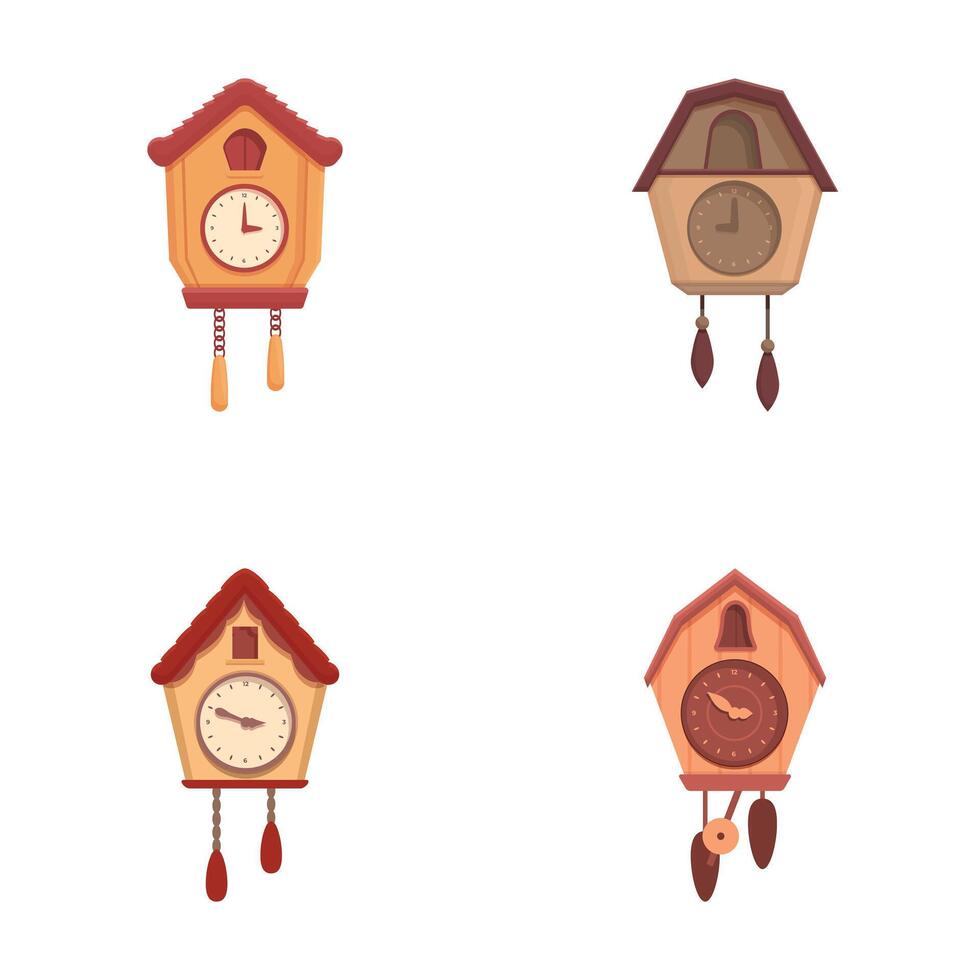 Set of vintage cuckoo clocks isolated on white vector