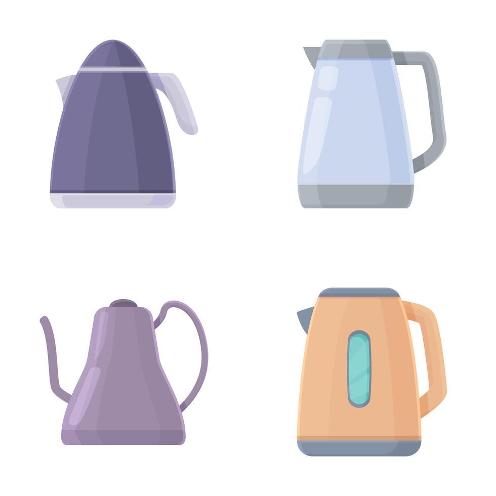 Set of modern electric kettles in various designs vector