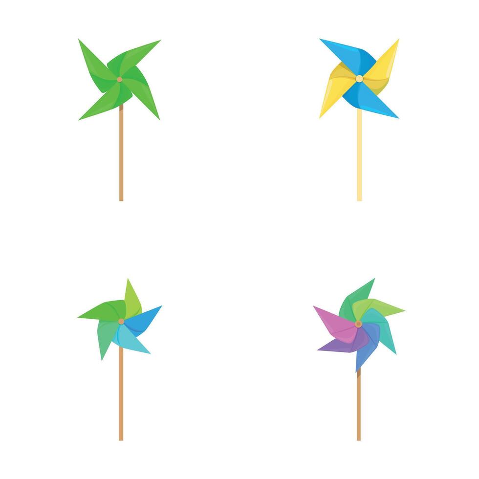 Colorful pinwheel set on white background vector