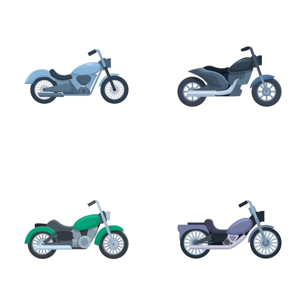 Set of various motorcycles isolated on white background vector