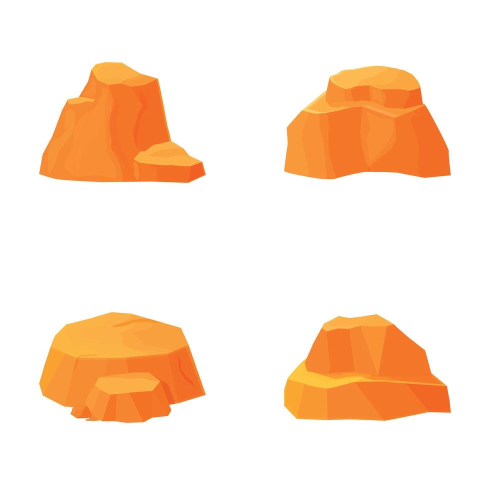 Set of four cartoonstyle isolated boulders for landscape design elements vector