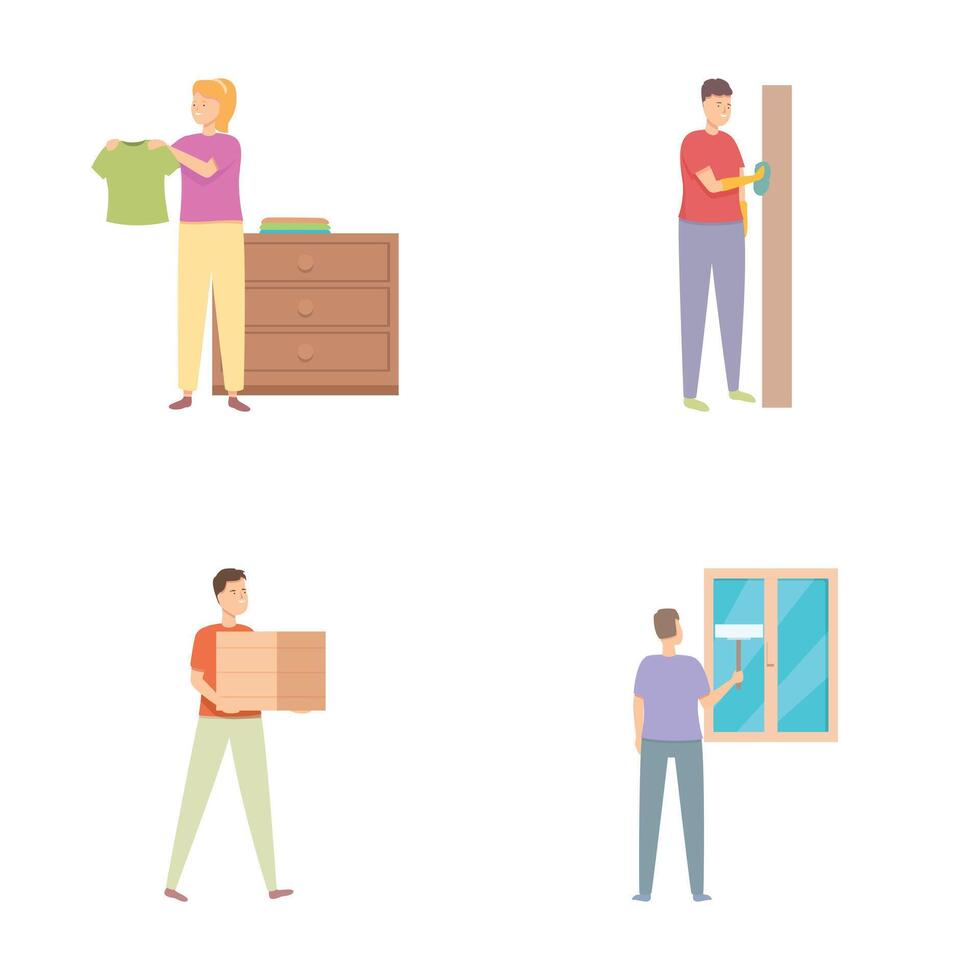 Set of daily activities illustrations vector