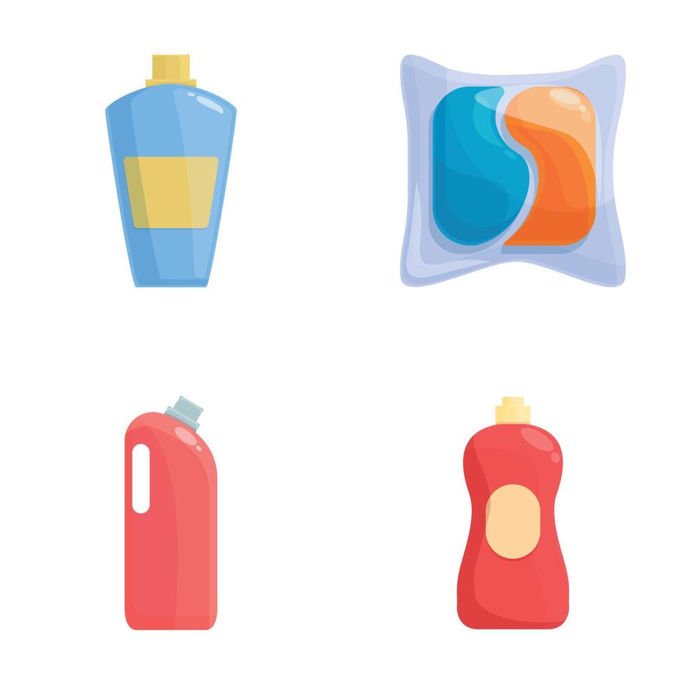 Set of colorful cleaning product containers vector
