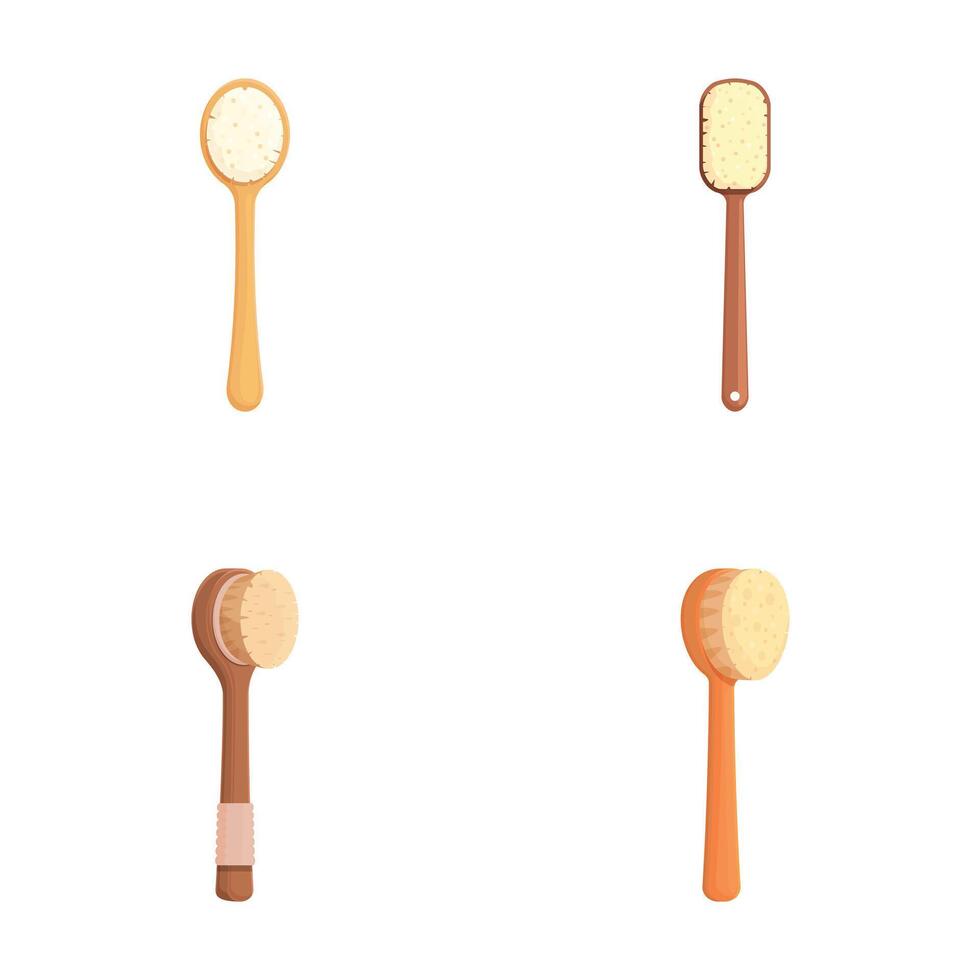 Set of four illustrated bath brushes vector