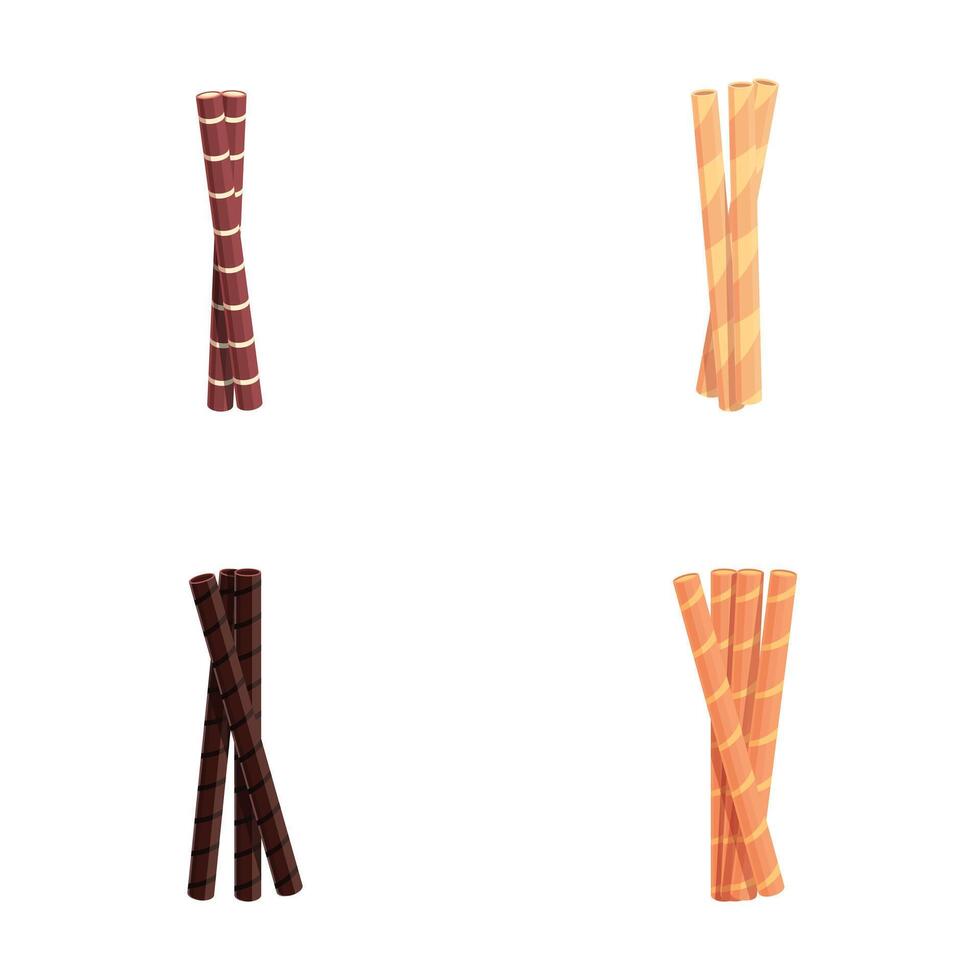 Variety of waffle rolls isolated on white background vector