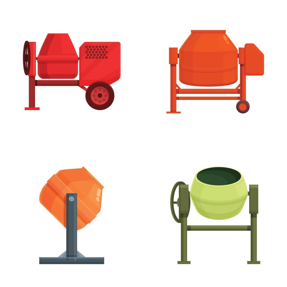 Set of various construction concrete mixers vector