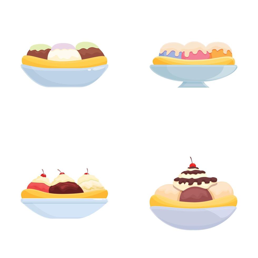 Assorted ice cream dessert illustrations vector