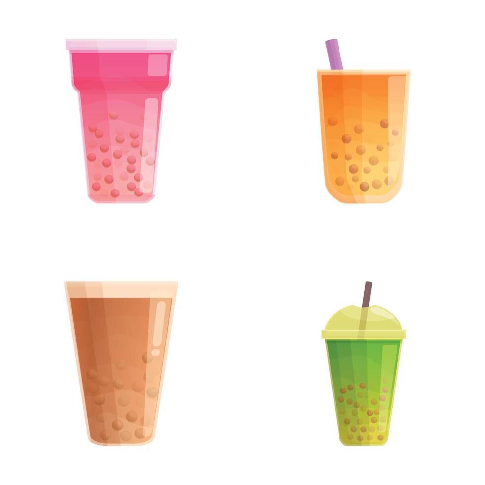 Assorted bubble tea vector set