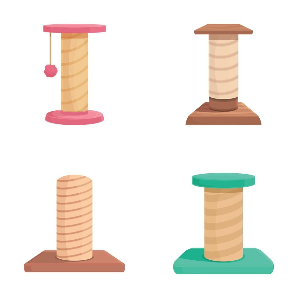 Set of assorted cat scratching posts vector