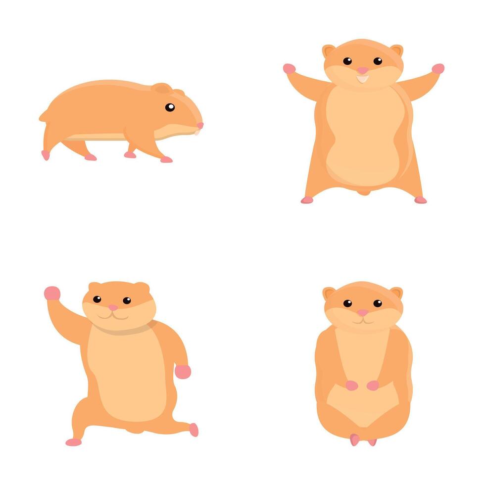 Cartoon hamster icons set cartoon vector. Animal rodent vector