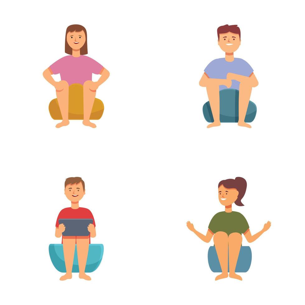 Set of cartoon people sitting in various poses vector