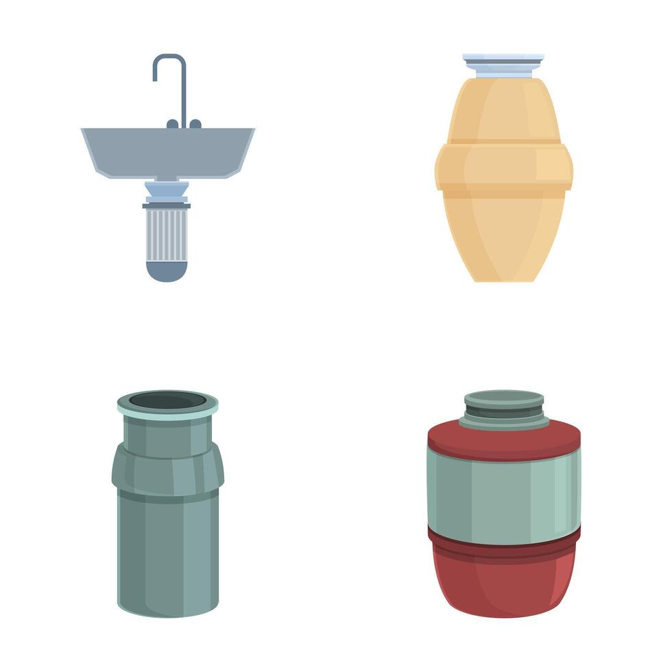 Set of water containers and sinks illustration vector