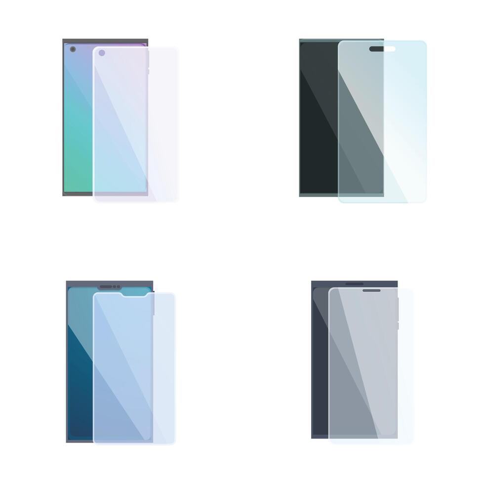 Modern smartphone screen protectors set vector