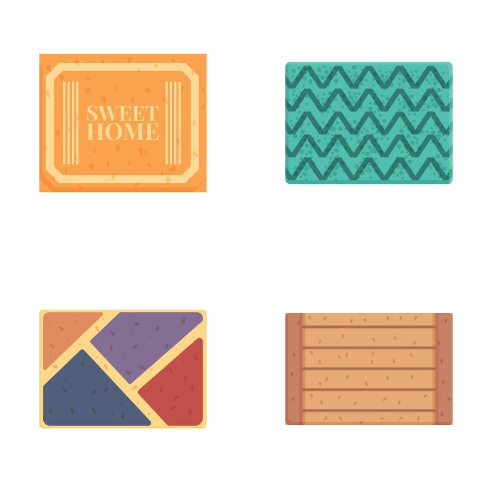 Set of cartoon styled doormats vector
