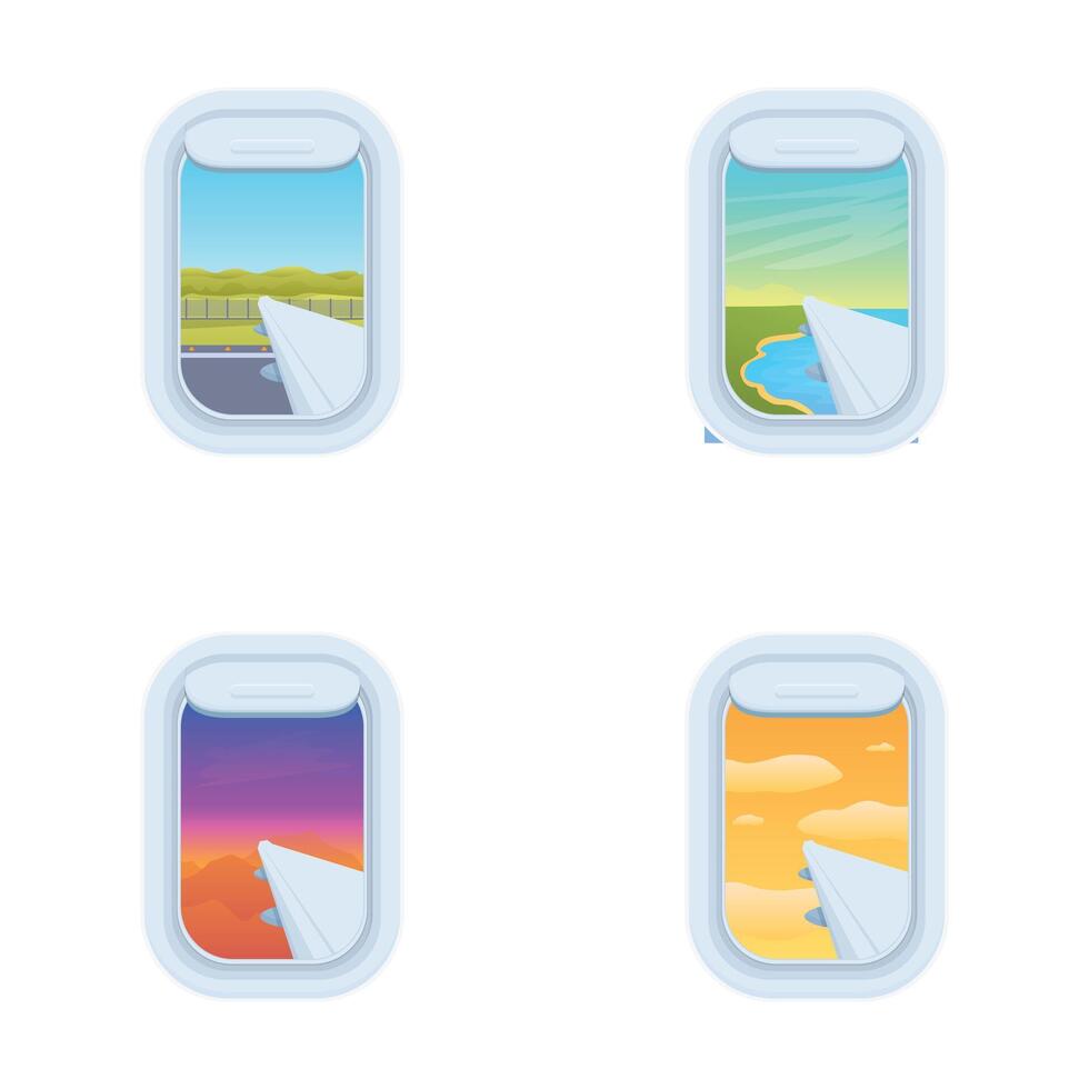 Four seasons viewed from airplane windows vector