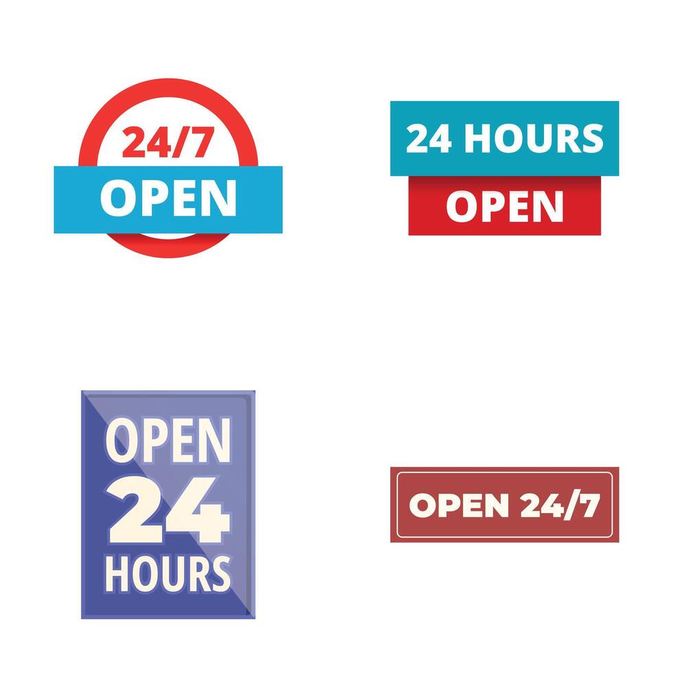 Set of 247 open signs in flat design vector