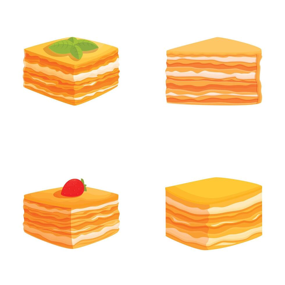 Assorted cartoon cake slices set vector