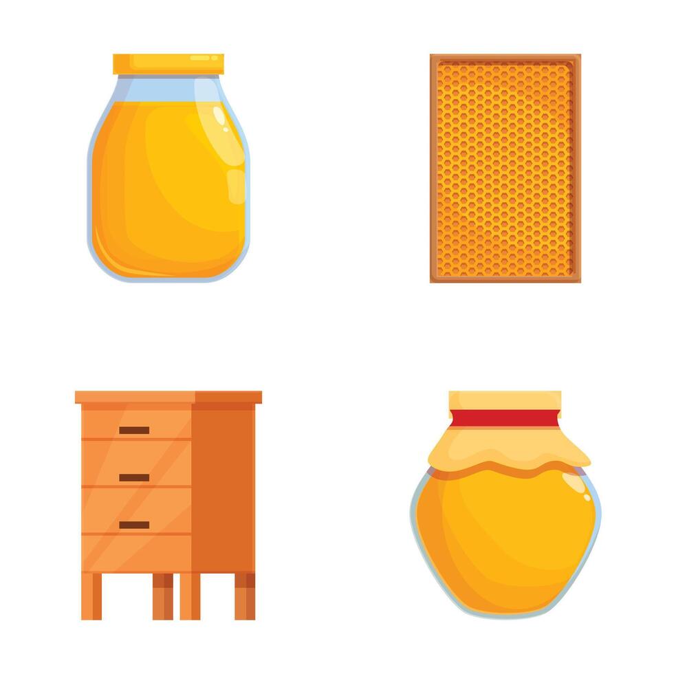 Honey and beekeeping vector icons set
