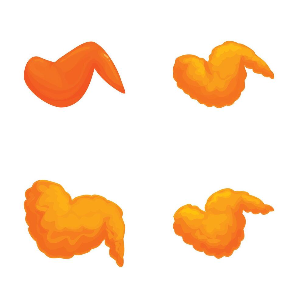 Cartoon chicken wings set in different styles vector