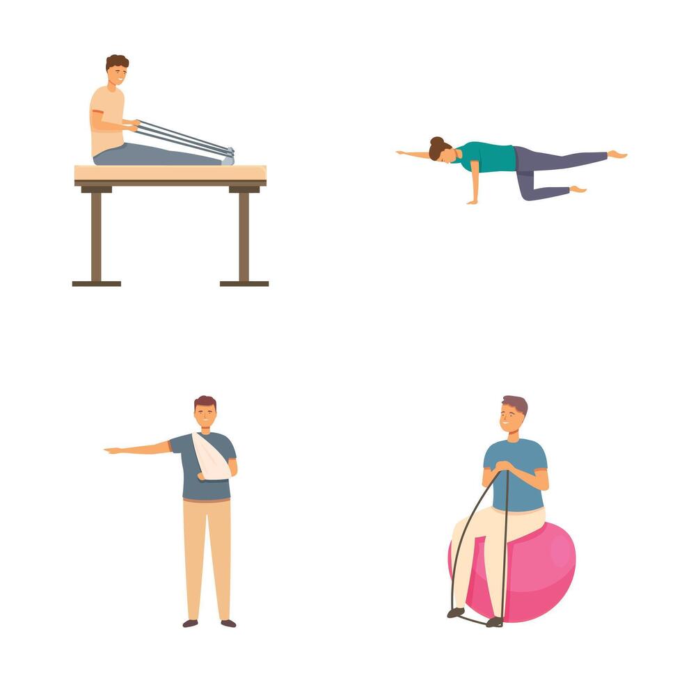 Physical therapy and rehabilitation exercise set vector